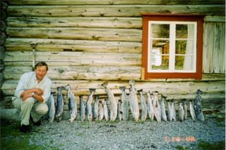 Sverre's total sea trout catch August 1 weeks 2003rd Photo: Jacqueline Taylor Oates