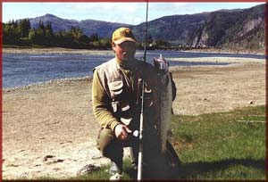 Nils Sagvik with salmon taken in Nordfolla River.