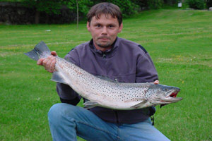 Olle Sundstrom with trout, weight 5.7kg.