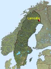 Here between Gällivare and Pajala, north of Loviken Laino river empties into the torne river.